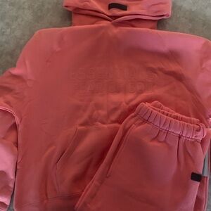 Essentials Fear of God Pink Hoodie and Sweatpants Set